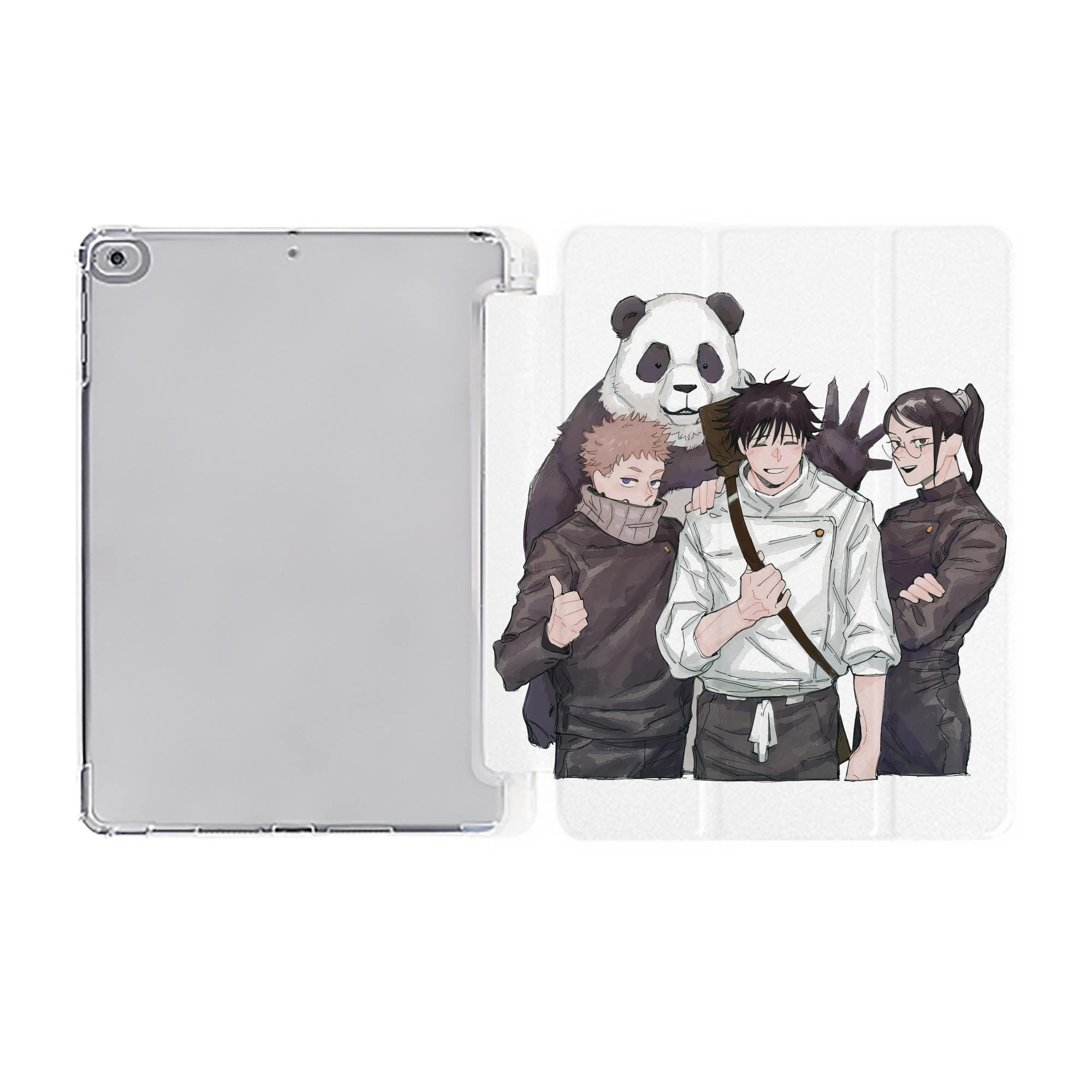 （画像用） 呪術廻戦 Jujutsu Kaisen IPad ケース ペン収納付き 三つ折りスタンド PUレザー×シリコン 対応機種9.5/10.5/10.9インチ